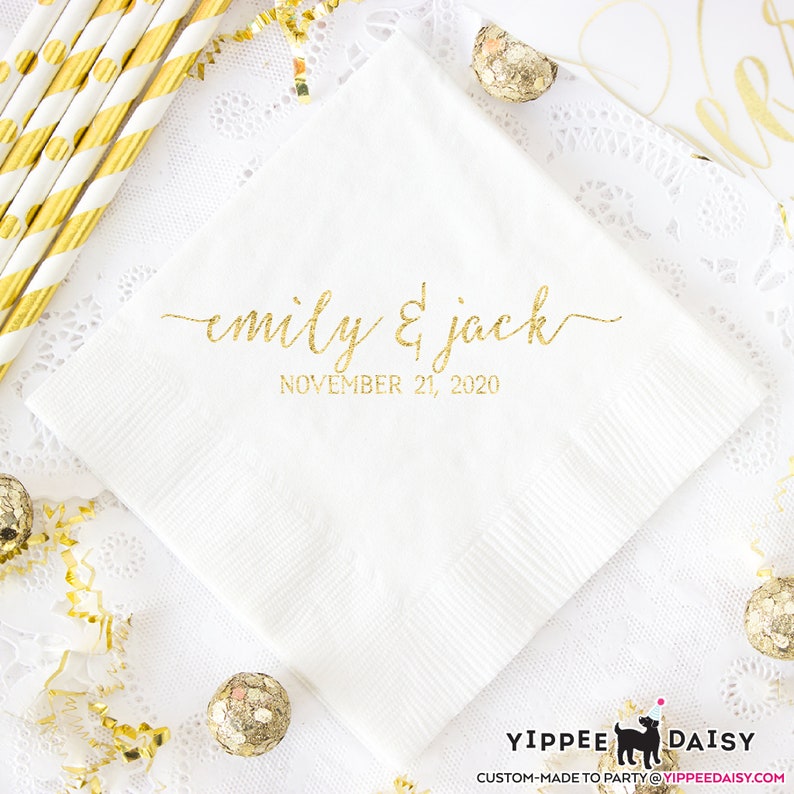 Personalized First Name Wedding Napkins Wedding Cake Napkins Etsy