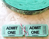 25 Mint Green Admit One Raffle Tickets, Scrapbooking, Paper Goods, Supplies, Mixed Media, Collage, Weddings