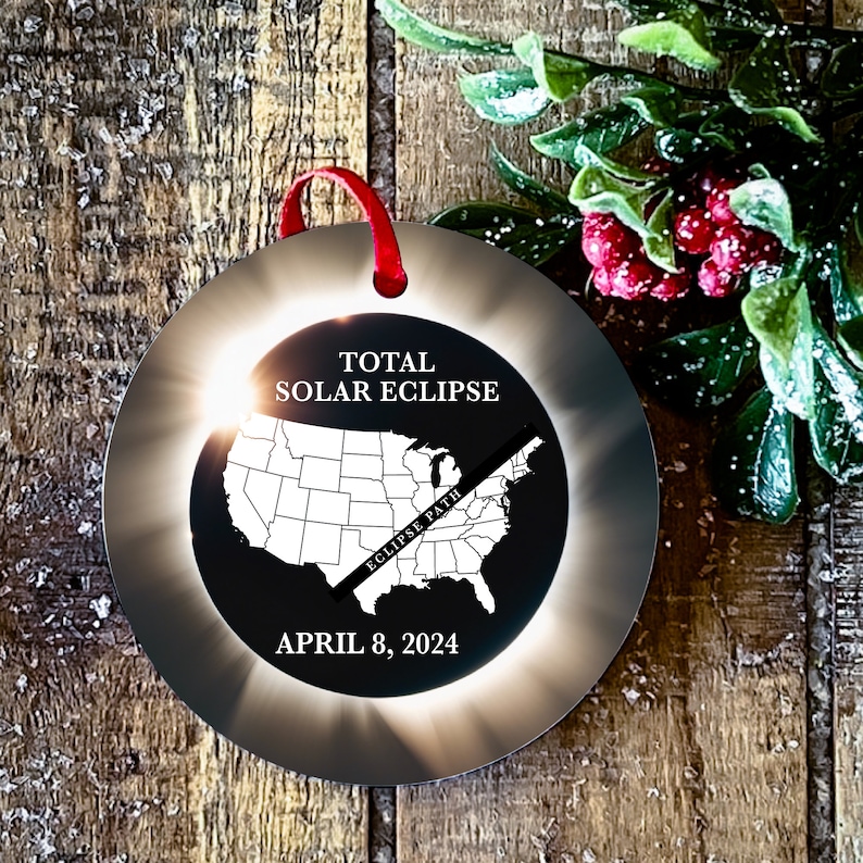 Solar Eclipse Ornament 2024, 2024 Total Solar Eclipse Ornament, Solar Eclipse Party Supplies, Solar Eclipse Keepsake, Eclipse Decorations image 7