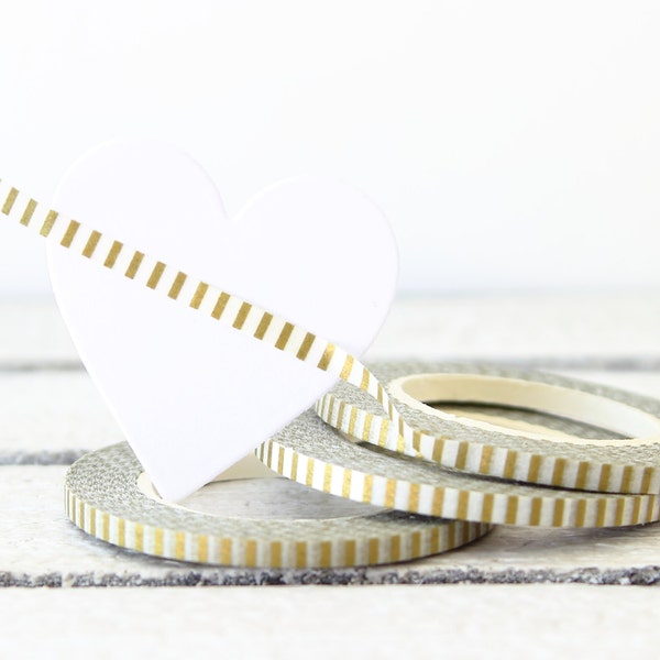 Gold Washi Tape, Thin Washi Tape, Christmas Washi Tape, Skinny Washi Tape, Metallic Gold Washi, Planner Washi Tape, Planner Decoration