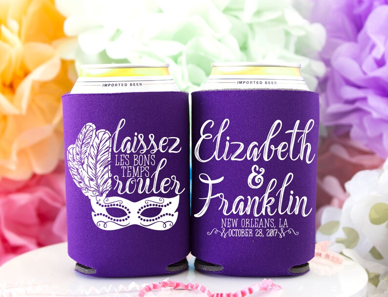 Laissez Les Bons Temps Rouler Wedding Can Cooler Louisiana Wedding NOLA Wedding Cajun Wedding New Orleans Wedding Favors Mardi Gras