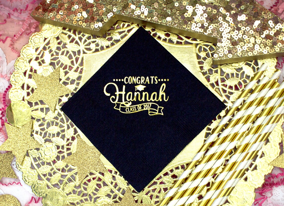Graduation Napkins Personalized Napkins Graduation Party Etsy