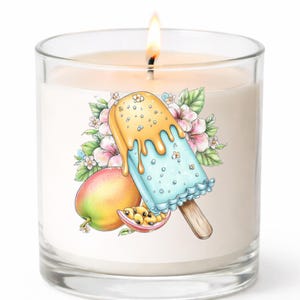 Pegatina UV DTF para paleta helada de mango, dulce tropical congelado, pegatina para taza, pegatina para vaso, pegatina para computadora portátil, regalo de playa imagen 2