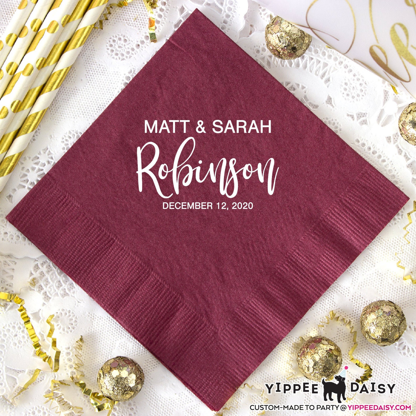 Custom Illustrated Dog | Wedding Napkins |custom Pet Wedding Napkins