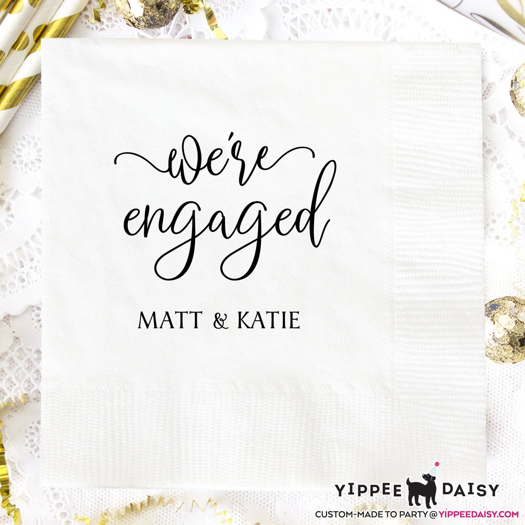 Personalized Cocktail Napkins, Engagement Party Napkins, Wedding