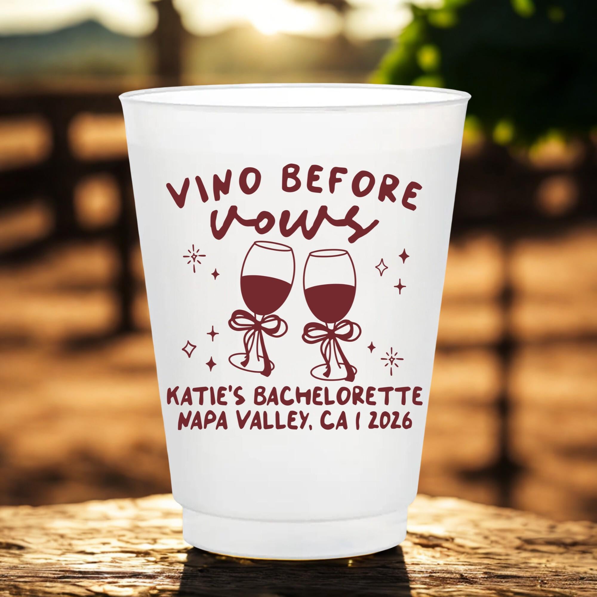 Vino Before Vows Cups - Bachelorette Custom Cups - Wine Theme ...