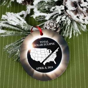 Solar Eclipse Ornament 2024, 2024 Total Solar Eclipse Ornament, Solar Eclipse Party Supplies, Solar Eclipse Keepsake, Eclipse Decorations image 5