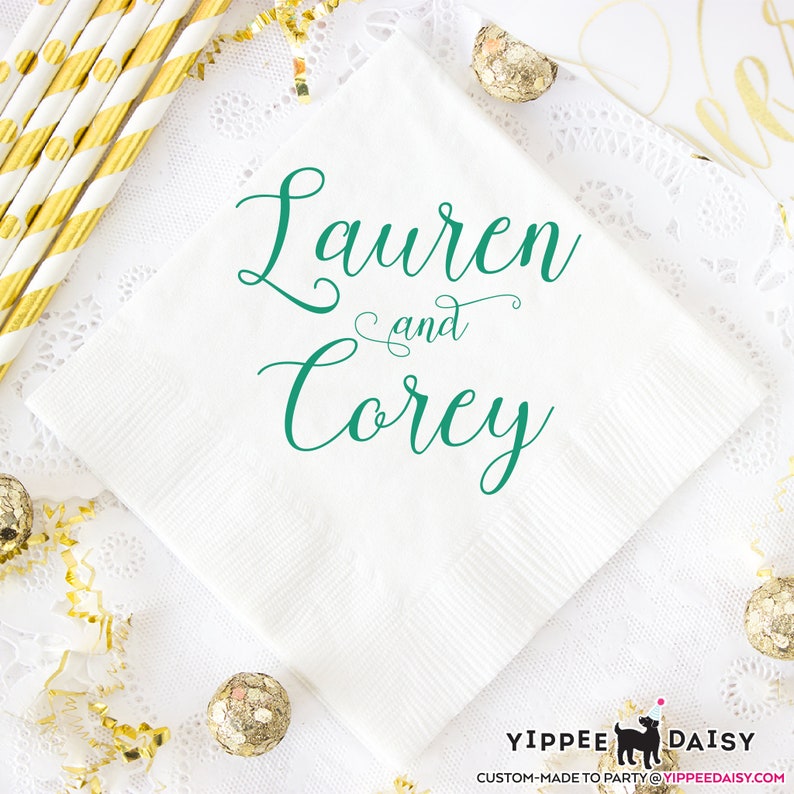 Custom Bar Napkins Rehearsal Dinner Cocktail Napkins Paper Napkins Personalized Wedding Napkins First Name Napkins Engagement Party