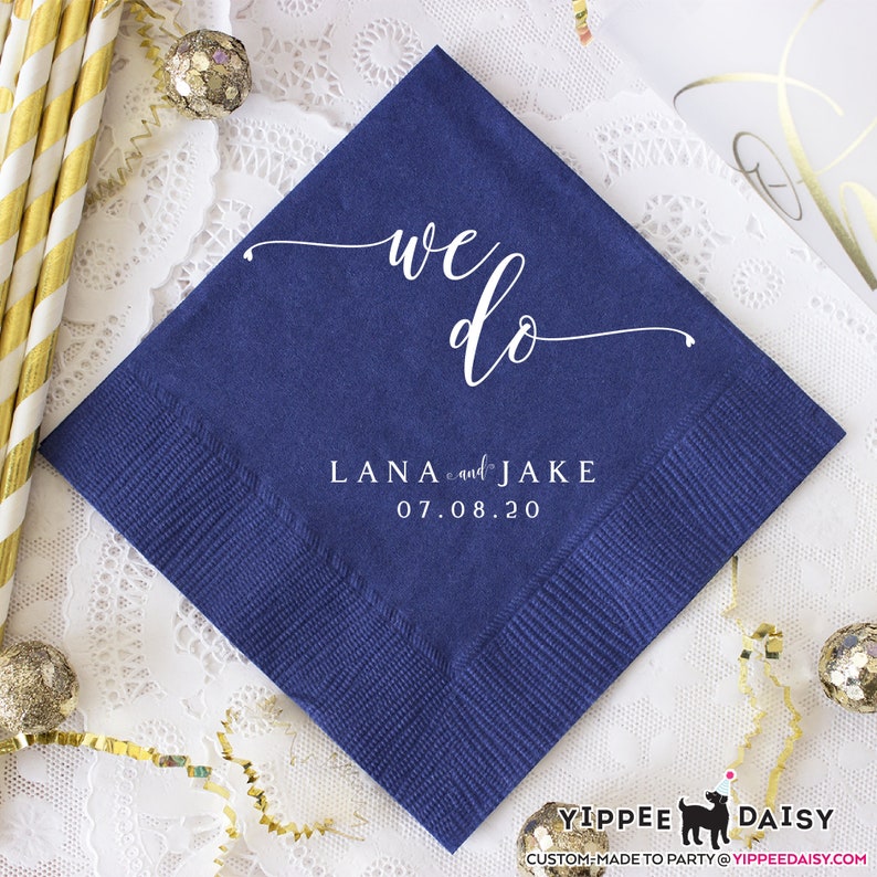 Rehearsal Dinner We Do Wedding Napkins Rustic Wedding Napkins Party Napkins Personalized Wedding Napkins Wedding Cocktail Napkins