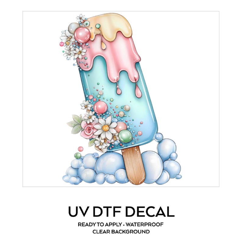Bubble Ice Pop UV DTF Decal Daisy Frozen Treat Sticker Cup Decal Glass Decal Tumbler Sticker Sweet Treat Gift Bild 1