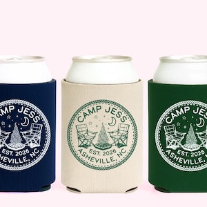Camp Bach Can Cooler - Camp Bachelorette Party Favors - Cabin Crew Can Holder - Mountain, Lake, Camping, Hiking Trip - Bach Club Custom Gift image 8