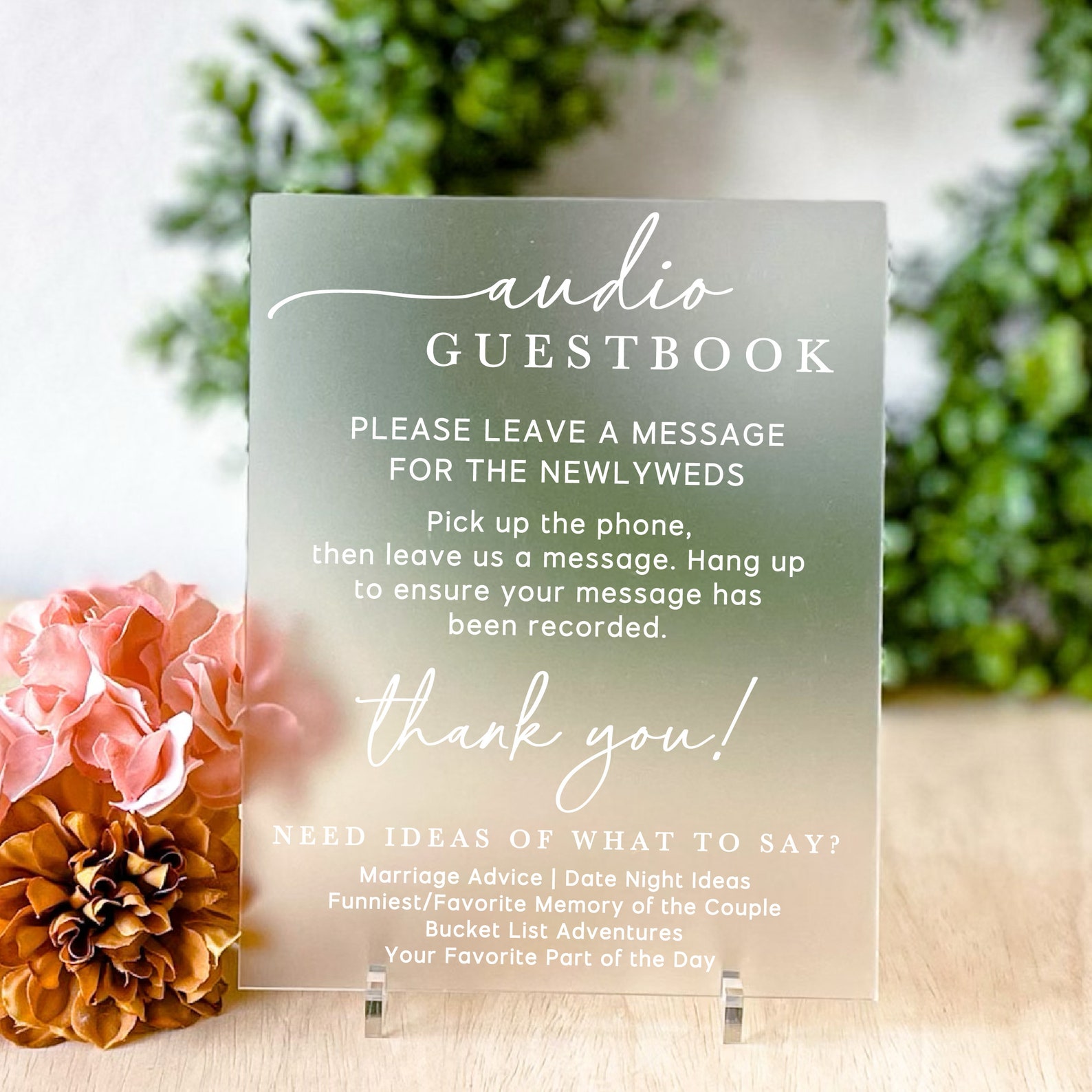 Audio Guestbook Acrylic Sign Telephone Guestbook Wedding Sign Etsy