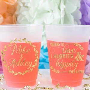 Wedding Party Cups, Personalized Plastic Cup, Frosted Cups, Frost Flex Cups, Printed Cups, Custom Wedding Cups, Monogram Cups, Plastic Cups