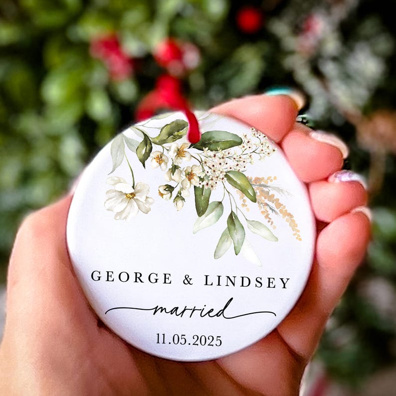 Married Ceramic Ornament 2025 Gift Newlywed Gift Mr & Mrs Christmas Ornament Personalized Mr Mrs Wedding Ornament Wedding Gift Keepsake