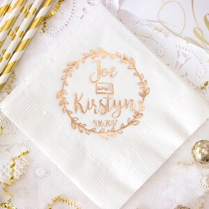 Cocktail Napkins, Rose Gold Foil Napkins, Wedding Napkins, Personalized Napkins, Custom Napkins,Bridal Shower, Party Napkins, Bachelorette image 5