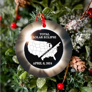 Solar Eclipse Ornament 2024, 2024 Total Solar Eclipse Ornament, Solar Eclipse Party Supplies, Solar Eclipse Keepsake, Eclipse Decorations image 3