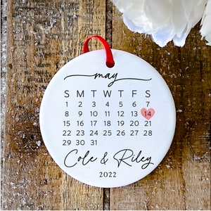 Couple Gift Wedding Gift Married Ornament Wedding Date Ornament Calendar Anniversary Gift Our First Christmas Newlywed Gift Engagement Gift image 7