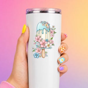Wildflower Ice Pop UV DTF Decal Garden Frozen Treat Sticker Cup Decal Tumbler Sticker Laptop Sticker Dessert Gift afbeelding 8