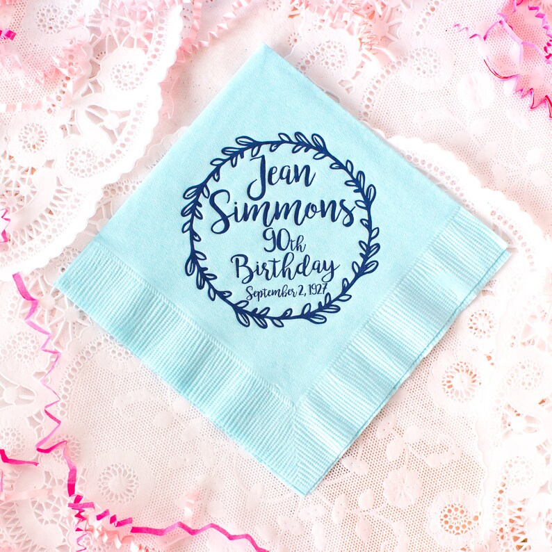 Personalized birthday napkins 90th birthday party happy etsy