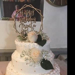 Personalized Cake Topper, Custom Text Cake Topper, Gold Cake Topper, Bridal Party Cake Topper, Wood Cake Topper, Rustic Cake Decor image 4