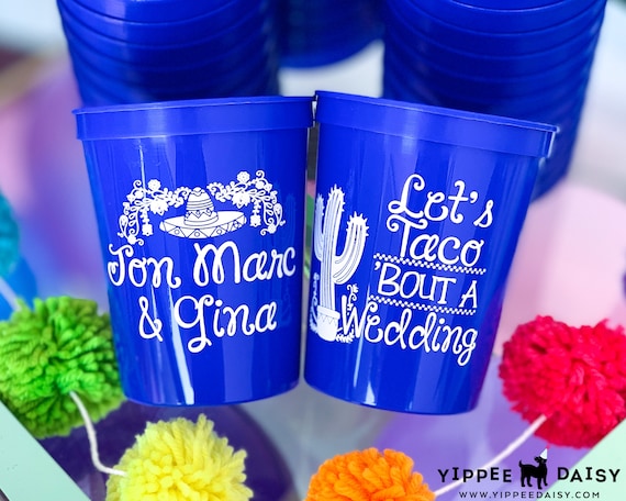 Personalized Fiesta Wedding Stadium Cups, 16oz, Mexico Wedding