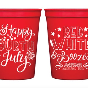 4th of July, 4th of July Party, 4th of July Decor, Fourth of July Cups, Independence Day, Personalized Stadium Cups, Patriotic Custom Cups
