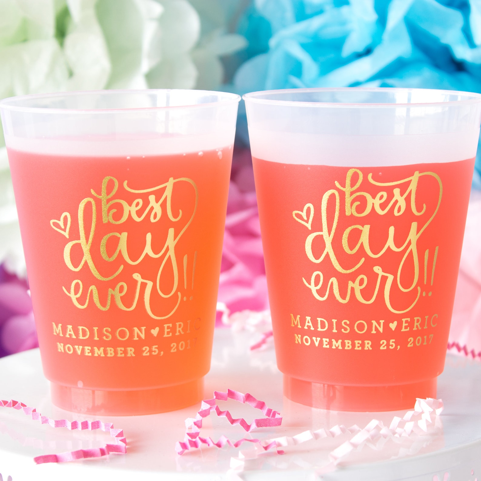 Best Day Ever Personalized Frostflex Cups Custom Wedding Etsy