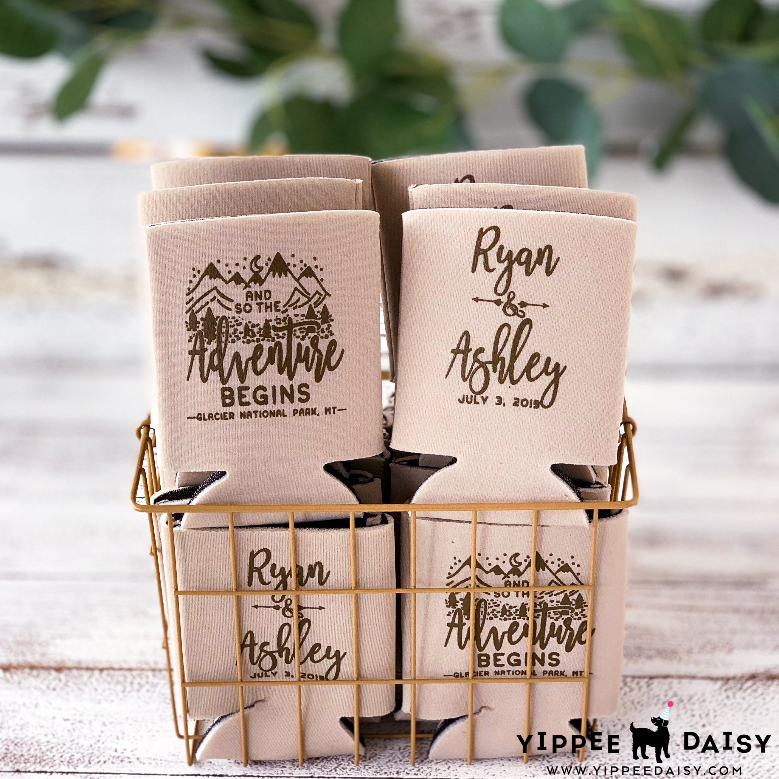Let the Adventure Begin Wedding Can Cooler – Style #T771 – Fall