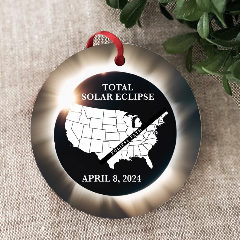 Solar Eclipse Ornament 2024, 2024 Total Solar Eclipse Ornament, Solar Eclipse Party Supplies, Solar Eclipse Keepsake, Eclipse Decorations image 6