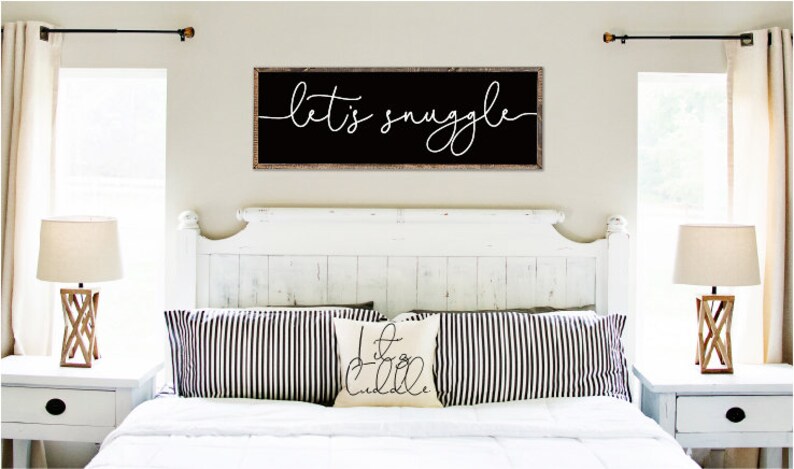 Let S Snuggle Sign For Master Bedroom Over Bed Sign Bedroom Signage Wall Art Sign For Above Bed Wood Framed Sign Bedroom Wood Sign Guest Bed Signs Home Decor 330 Co Il