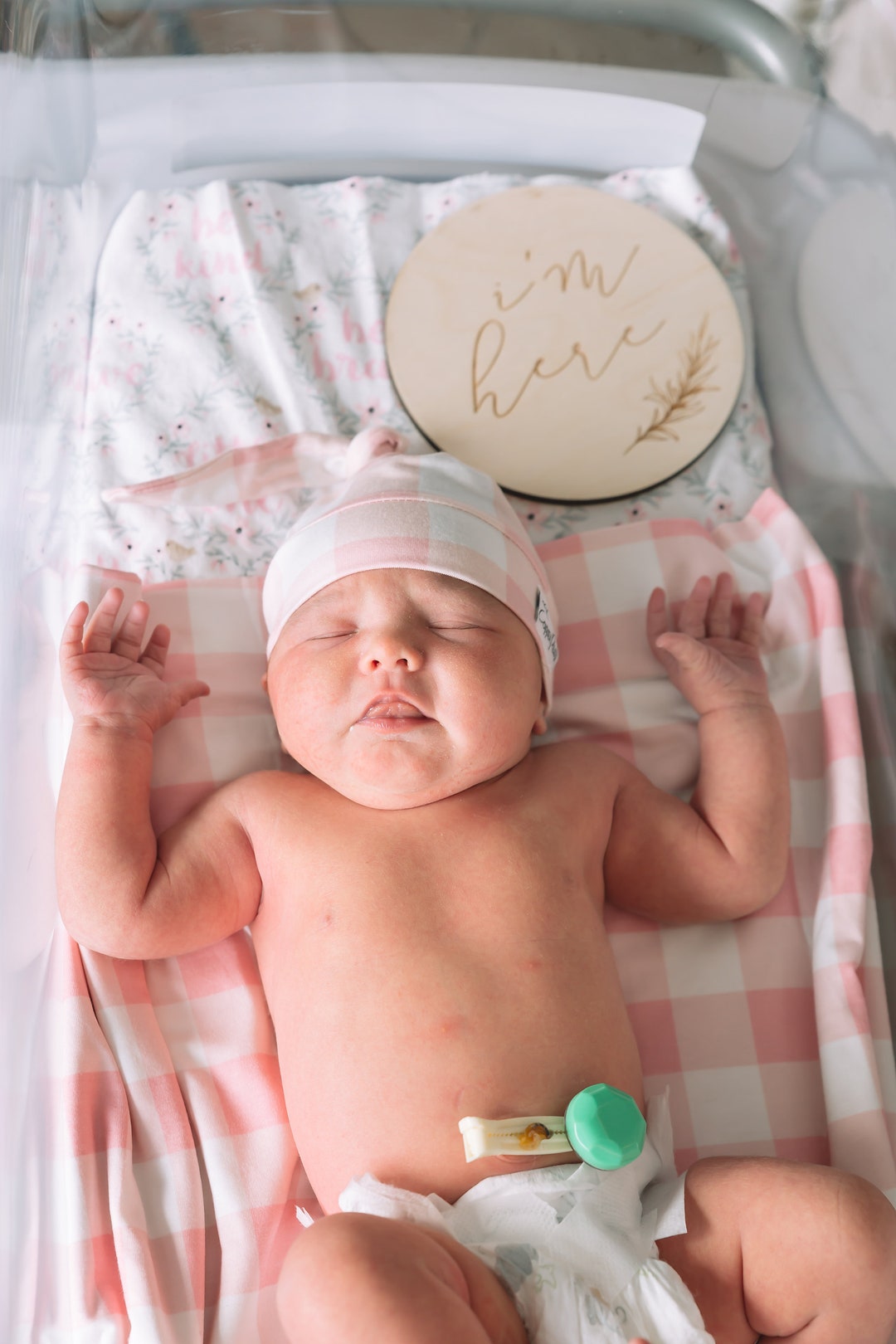 I'm Here Baby Announcement Sign, Custom Baby Name Sign, Birth