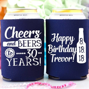 30th Birthday Favors, Cheers & Beers to 30 Years, 30th Party Favor, 30th Birthday for Him, Dirty 30, Happy 30th, 1988 Birthday Beer Holder image 9