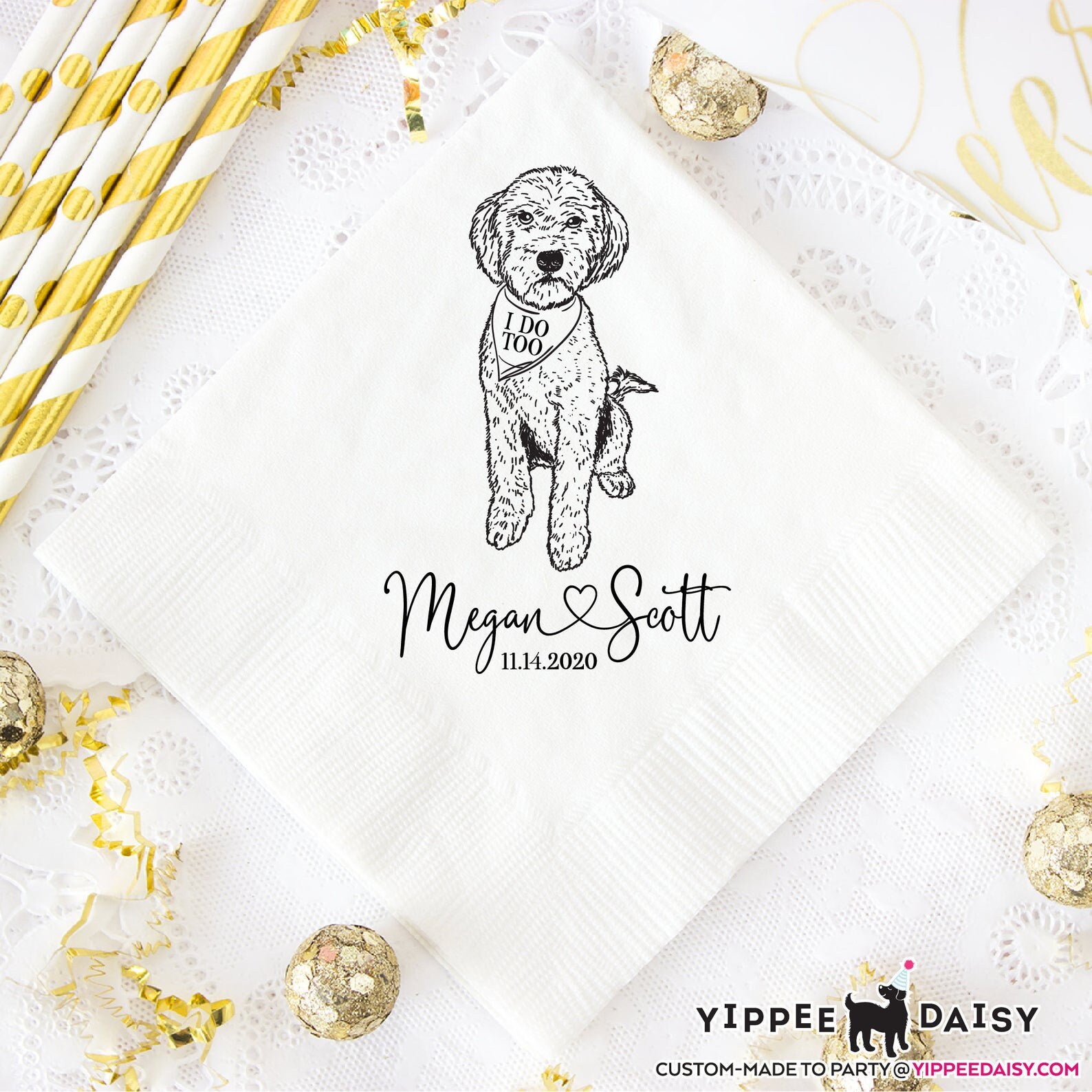 Custom Dog Wedding Napkins Goldendoodle Labradoodle Poodle Etsy