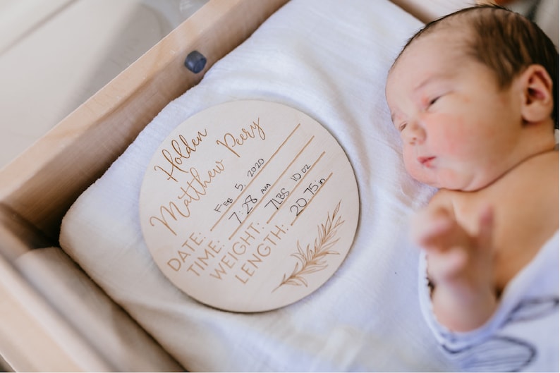 Wooden Baby Name Announcement Birth Announcement Sign Custom Etsy