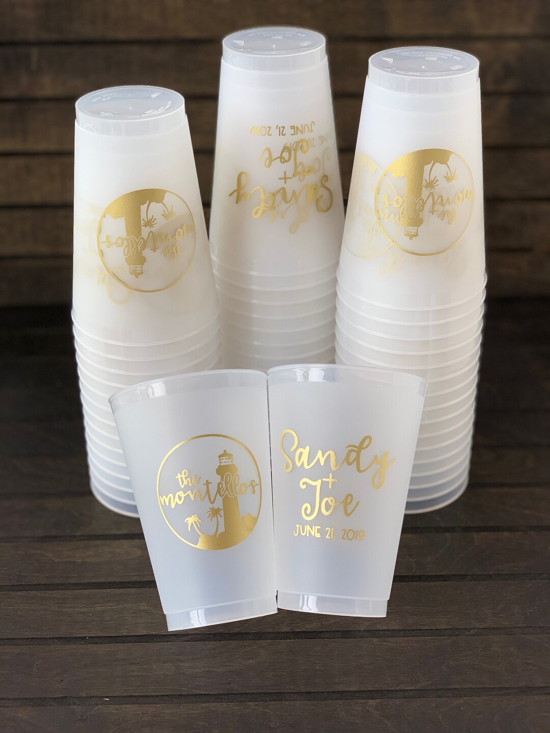 Personalized Wedding Cups, Beach Wedding Party Cups, Beach Wedding