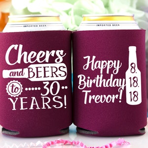 30th Birthday Favors, Cheers & Beers to 30 Years, 30th Party Favor, 30th Birthday for Him, Dirty 30, Happy 30th, 1988 Birthday Beer Holder image 8