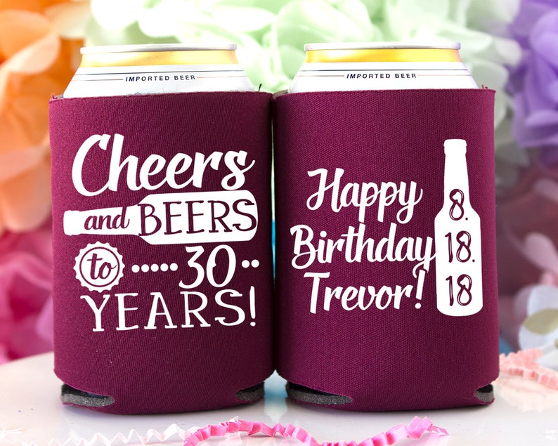 30th Birthday Favors, Cheers & Beers to 30 Years, 30th Party Favor, 30th Birthday for Him, Dirty 30, Happy 30th, 1988 Birthday Beer Holder image 8
