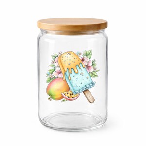 Pegatina UV DTF para paleta helada de mango, dulce tropical congelado, pegatina para taza, pegatina para vaso, pegatina para computadora portátil, regalo de playa imagen 3