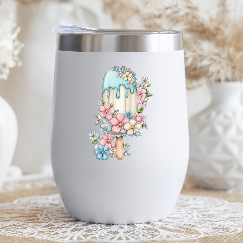 Wildflower Ice Pop UV DTF Decal Garden Frozen Treat Sticker Cup Decal Tumbler Sticker Laptop Sticker Dessert Gift afbeelding 4