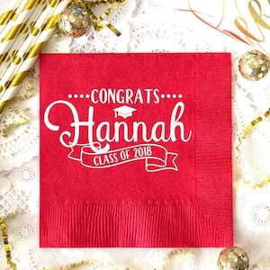 Graduation Party Napkins, Class of 2025 Decorations, High School Grad, College Graduate, Personalized Napkins, Beverage Napkins, Grad Decor