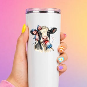 Funny Patriotic Cow Decal Ice Pop Frozen Treat Western Fourth Of July Tumbler Sticker Cup Decal Glass Decal UV DTF Clear Background image 9