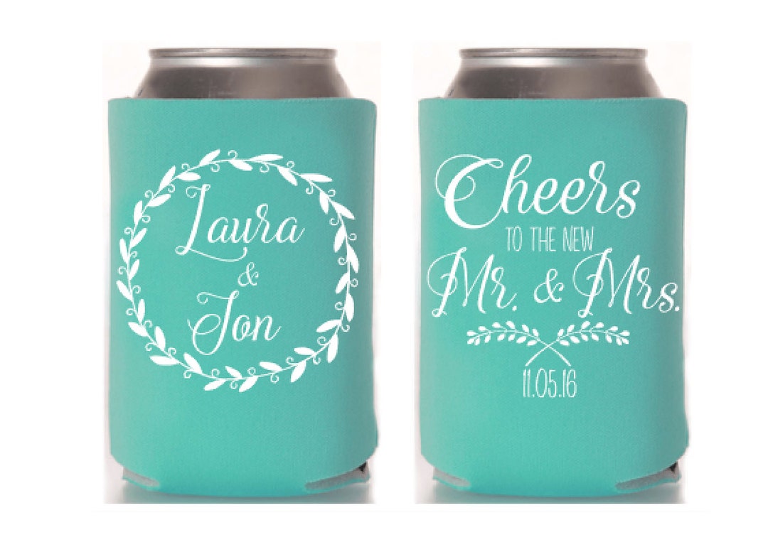 Wedding Can Cooler, Rustic Wedding Favor, Beer Can Cooler, Personalized