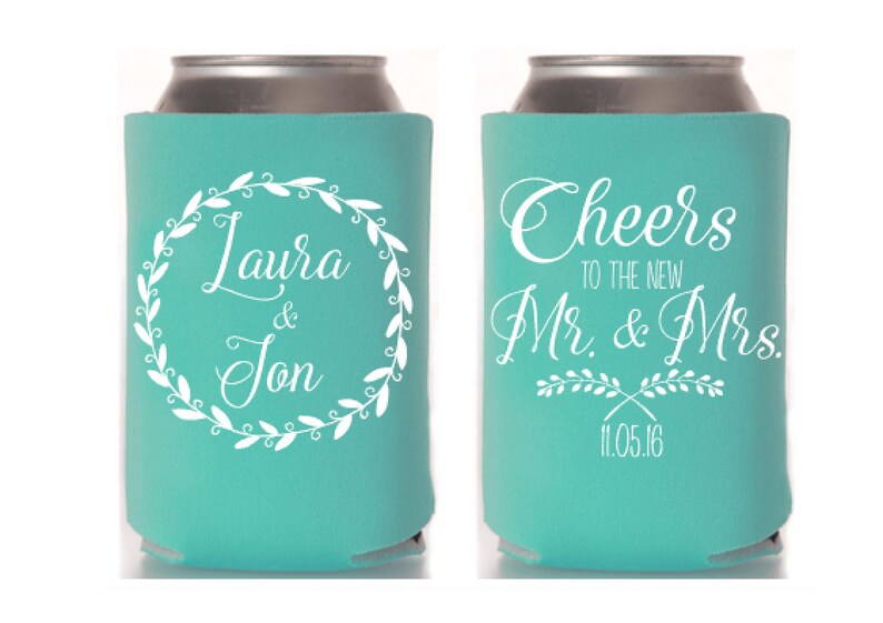 Wedding Can Cooler, Rustic Wedding Favor, Beer Can Cooler, Personalized Can Cooler, Custom Can Hugger, Wedding Favor, Insulator, Summer 