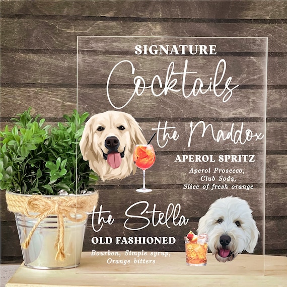 Custom Dog Signature Drinks Sign Wedding Custom Dog Drink Sign