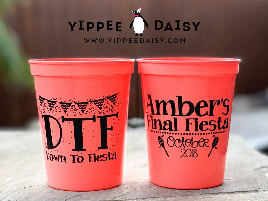 Final Fiesta Personalized Bachelorette Stadium Cups - Yippee Daisy