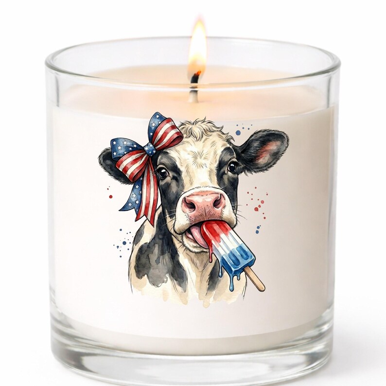 Funny Patriotic Cow Decal Ice Pop Frozen Treat Western Fourth Of July Tumbler Sticker Cup Decal Glass Decal UV DTF Clear Background image 2