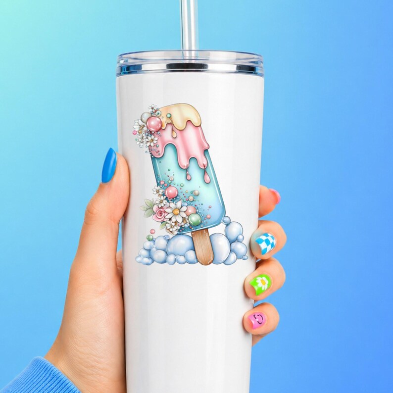 Bubble Ice Pop UV DTF Decal Daisy Frozen Treat Sticker Cup Decal Glass Decal Tumbler Sticker Sweet Treat Gift Bild 9