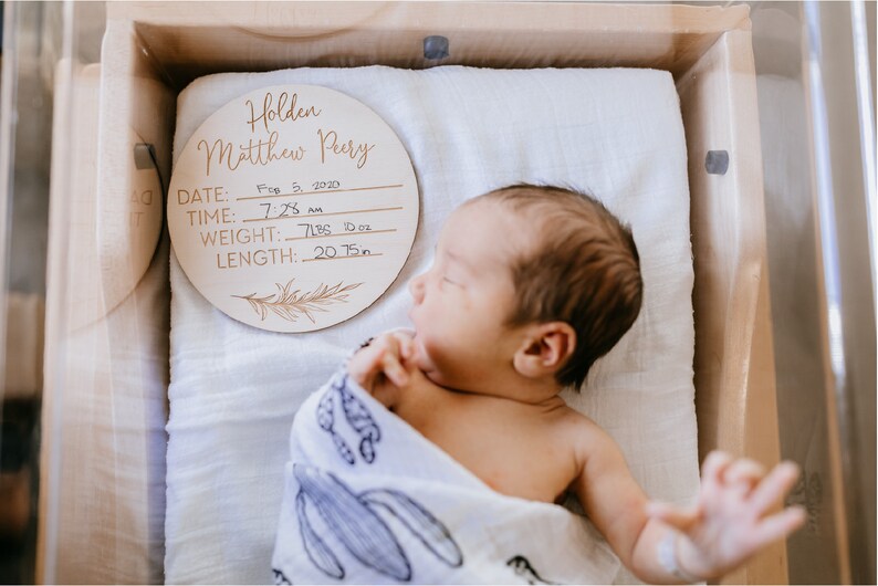 Wooden Baby Name Announcement Birth Announcement Sign Custom Etsy