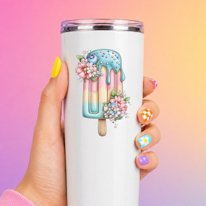 Blueberry Ice Pop UV DTF Decal Cottage Frozen Treat Sticker Cup Decal Glass Decal Tumbler Sticker Dessert Gift image 8
