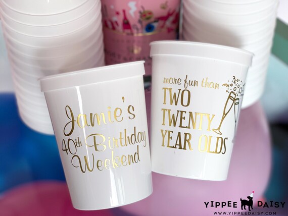 40th Birthday Decor, 40th Favors, 40th Decorations, Personalized Cups, Party Cups, Milestone Birthday, 40th Party, Stadium Cup, Plastic Cup